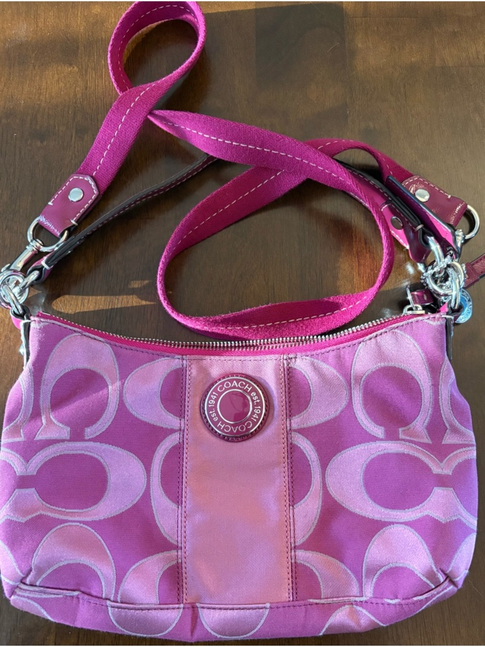 Coach Pink Signature C Logo Crossbody Bag
